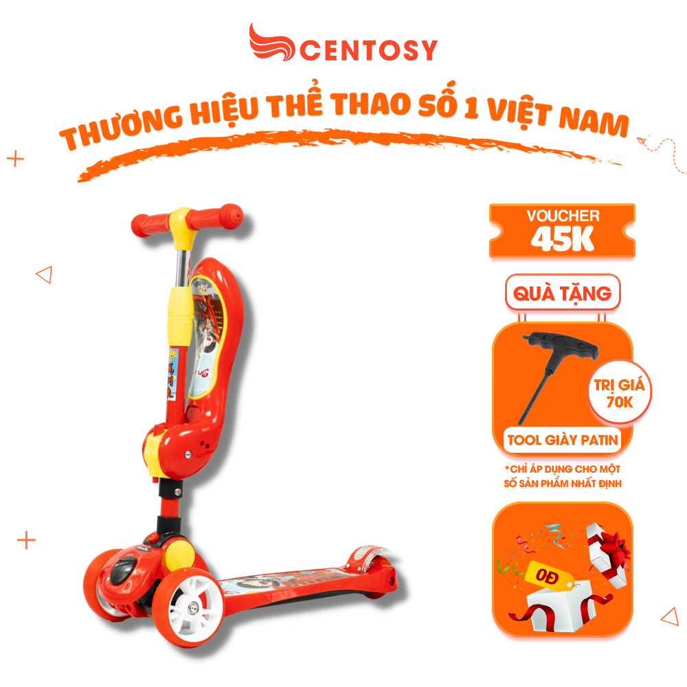 Xe Scooter, Chòi Chân Trẻ Em Cao Cấp Centosy M4-7 - Có Đèn, In Hình Bắt Mắt