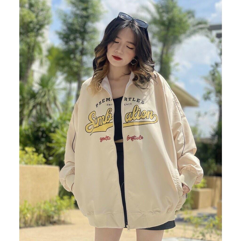 Áo Khoác Dù SIMBALION Chạy Viền Nam Nữ Ulzzang Unisex Form Rộng Bomber Jacket