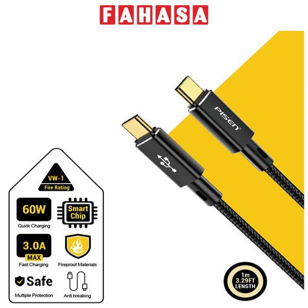 Cáp Sạc Nhanh Pisen Quick Platinum USB-C (C-C) PD 60W 1m