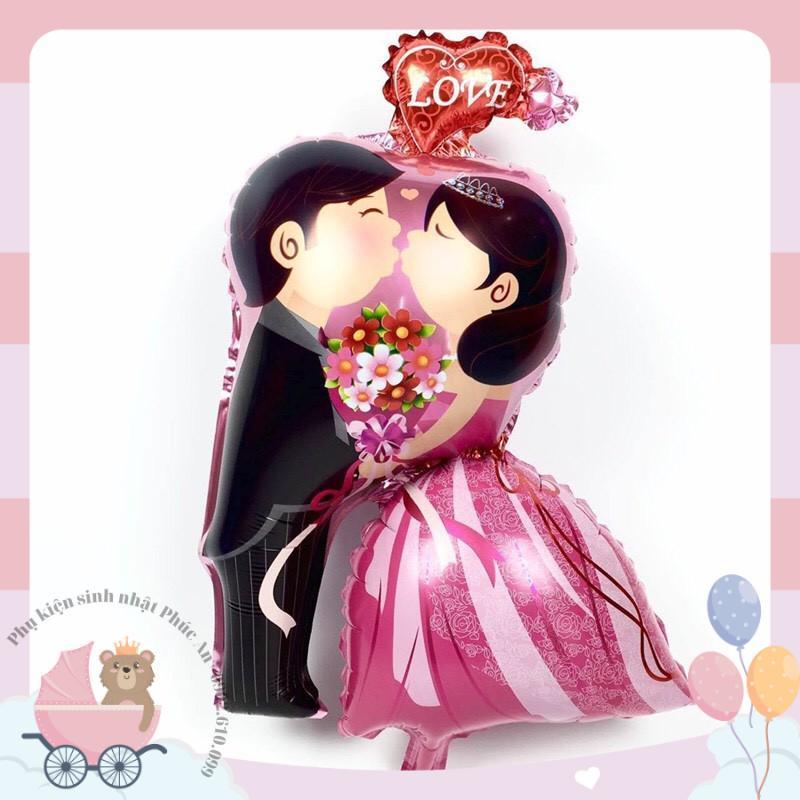 Bóng kiếng nhôm 70cm cô dâu chú rể kiss trang trí tiệc cưới
