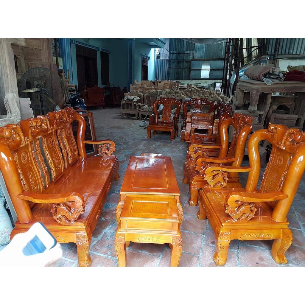 ​Bộ bàn ghế giả cổ trạm đào gỗ sồi nga