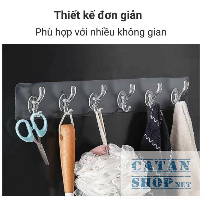 Thanh 6 móc dán tường treo đồ nhà tắm nhà bếp siêu dính siêu chịu lực, treo chìa khóa GD387-6Deo