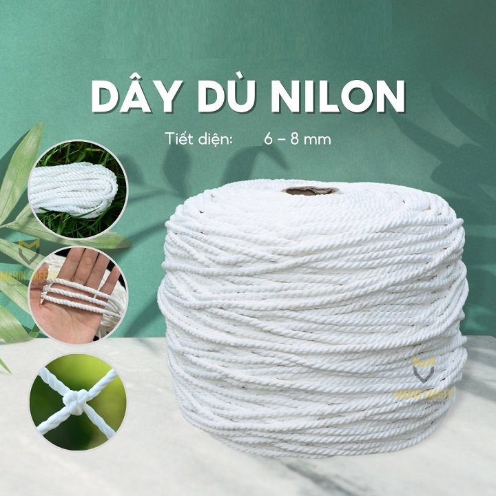 Cuận Dây thừng ,dây chạc dài 10 M nylon 6 li , 8 li bền dai dùng buộc tàu, công trường, nông nghiệp...