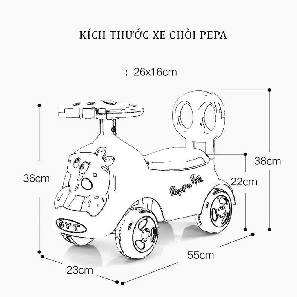 Xe Chòi 4 Bánh Tự Cân Bằng Có Đèn Và Nhạc Và Cốp Xe Cho Bé