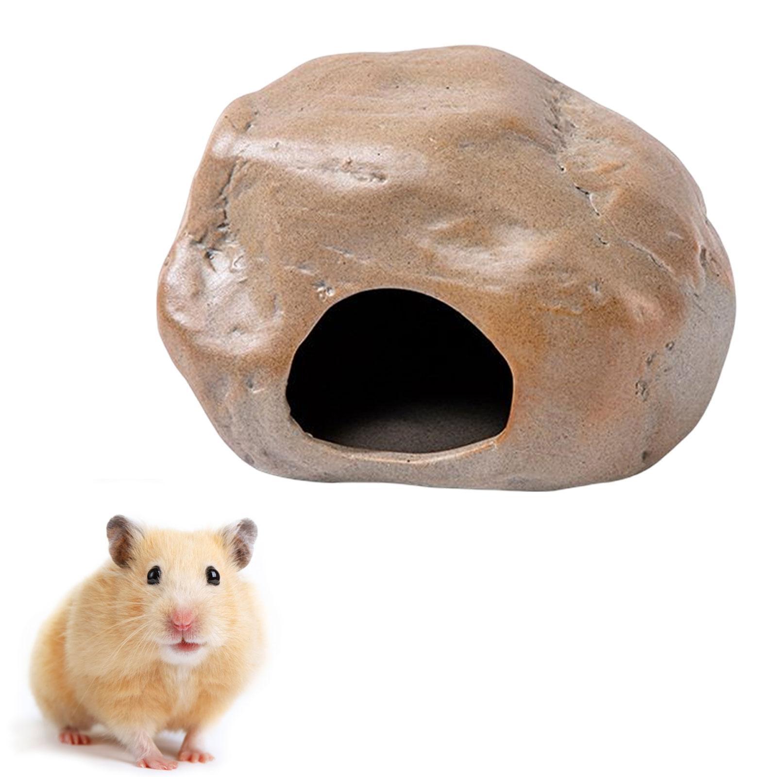 Stone Shape Hamster Hideout House Landscaping Hideaway Small Animals Cage Pets Habitat House Critter Bath for Dwarf Chipmunk Mice Gerbils