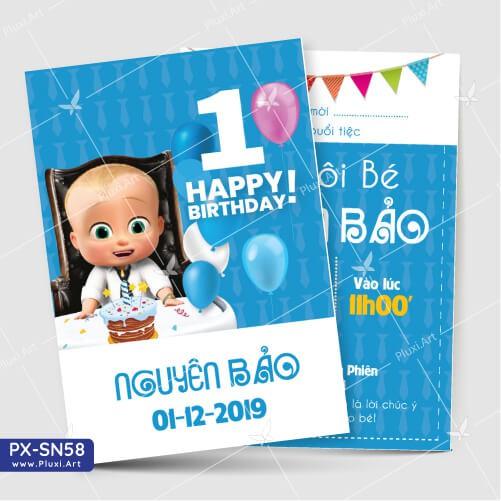 Thiệp thôi nôi – sinh nhật theo yêu cầu Pluxi