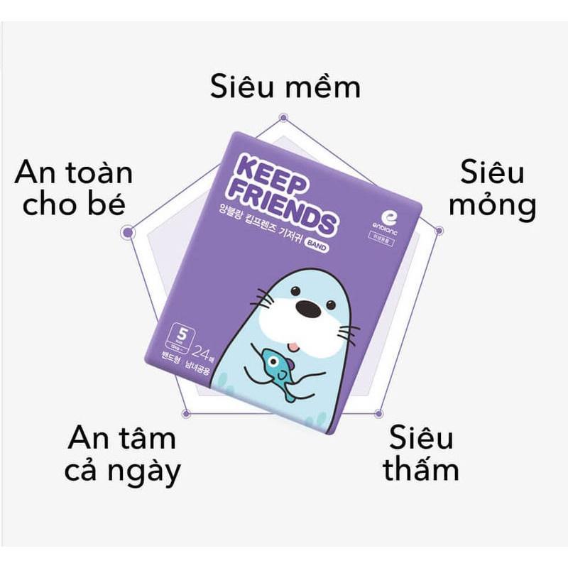 Combo 3 tã bỉm dán/quần Enblanc KEEP FRIENDS nội địa Hàn Quốc đủ size từ 2-20kg miếng siêu mỏng, siêu thấm hút0