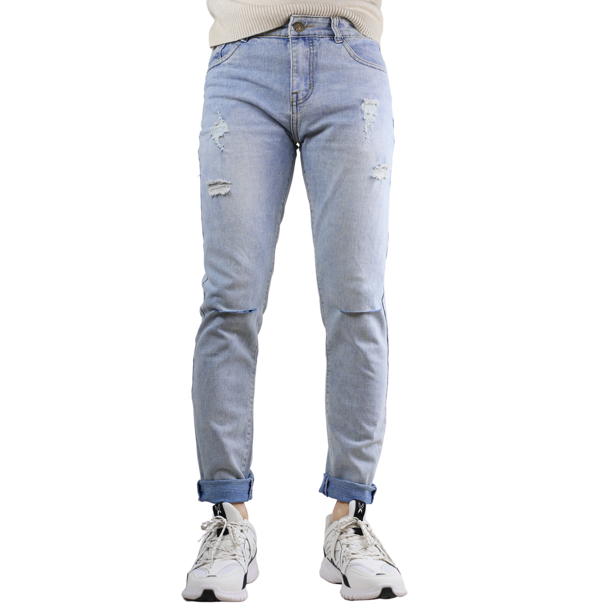 Quần Jeans Nam Rách Gối Dáng Skinny SZone SQB601