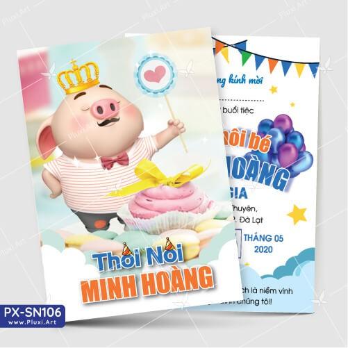 Thiệp thôi nôi – sinh nhật theo yêu cầu Pluxi