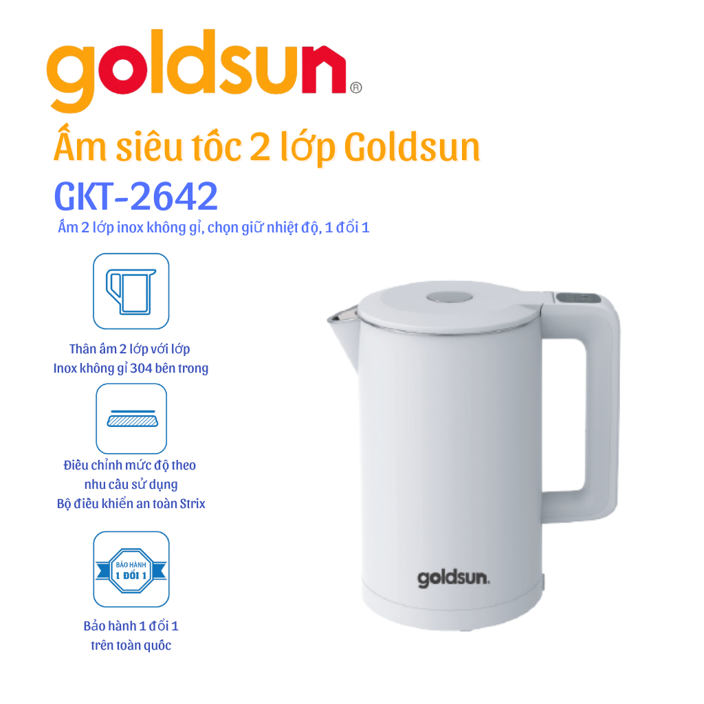 Ấm Siêu Tốc Goldsun GKT2642 – Hàng Chính Hãng