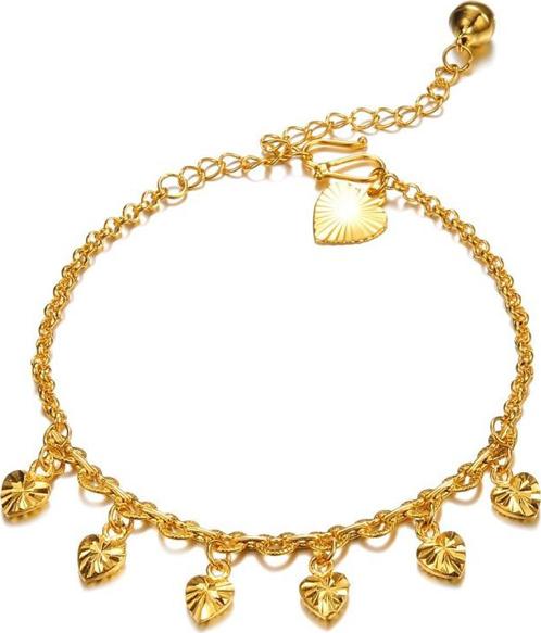 Lắc chân đính trái tim mạ vàng 18k