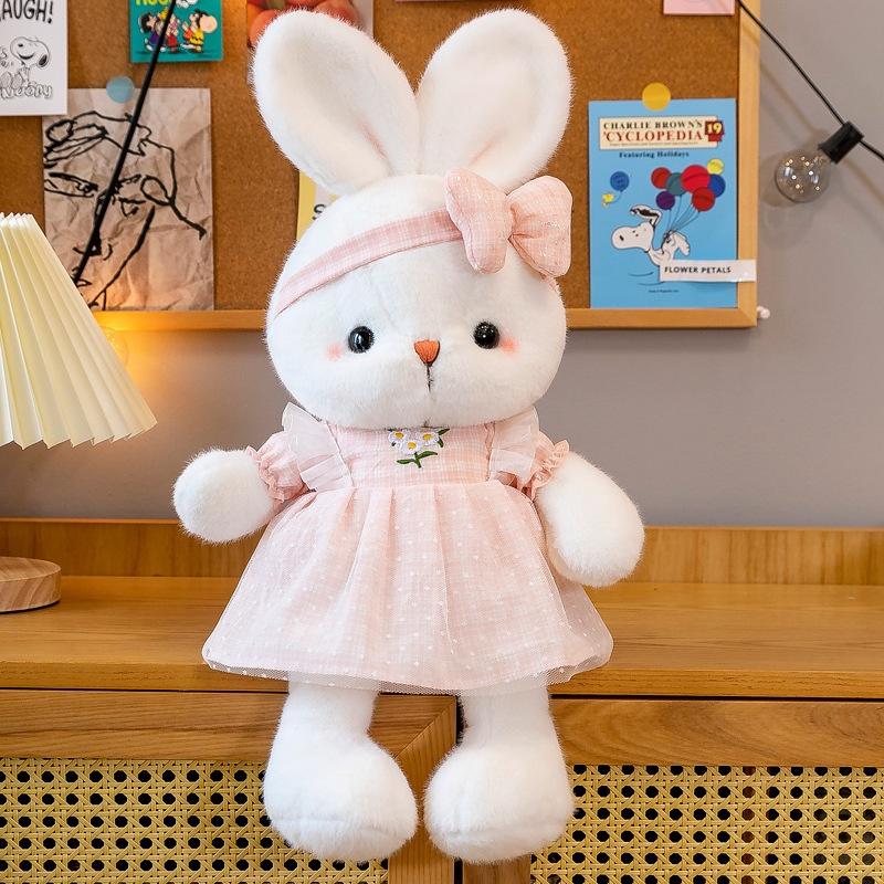 Gấu bông Thỏ nơ váy caro cao cấp cho bé gái - 55cm