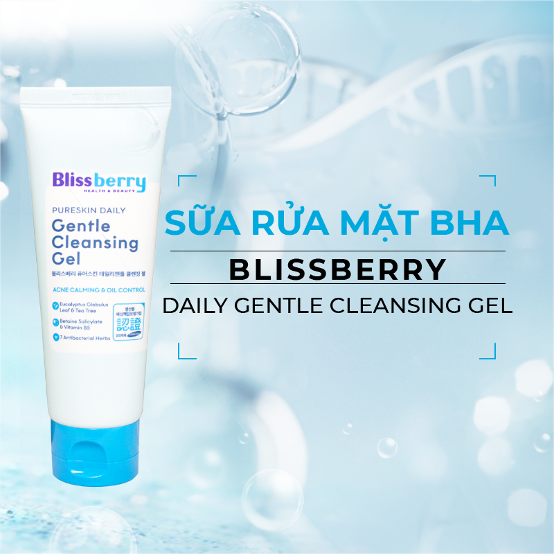 Combo Blissberry Gel giảm mụn mờ thâm 15ml, Sữa rửa mặt BHA 100ml và Sữa tắm Khuynh diệp 250g