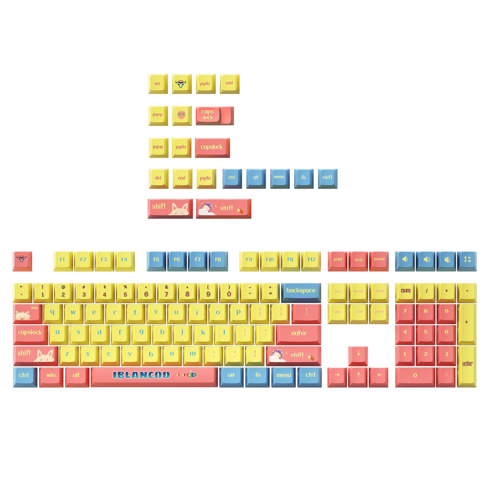 127 Keys Keycaps PBT for cross Mechanical Shafts Easy to Install Durable