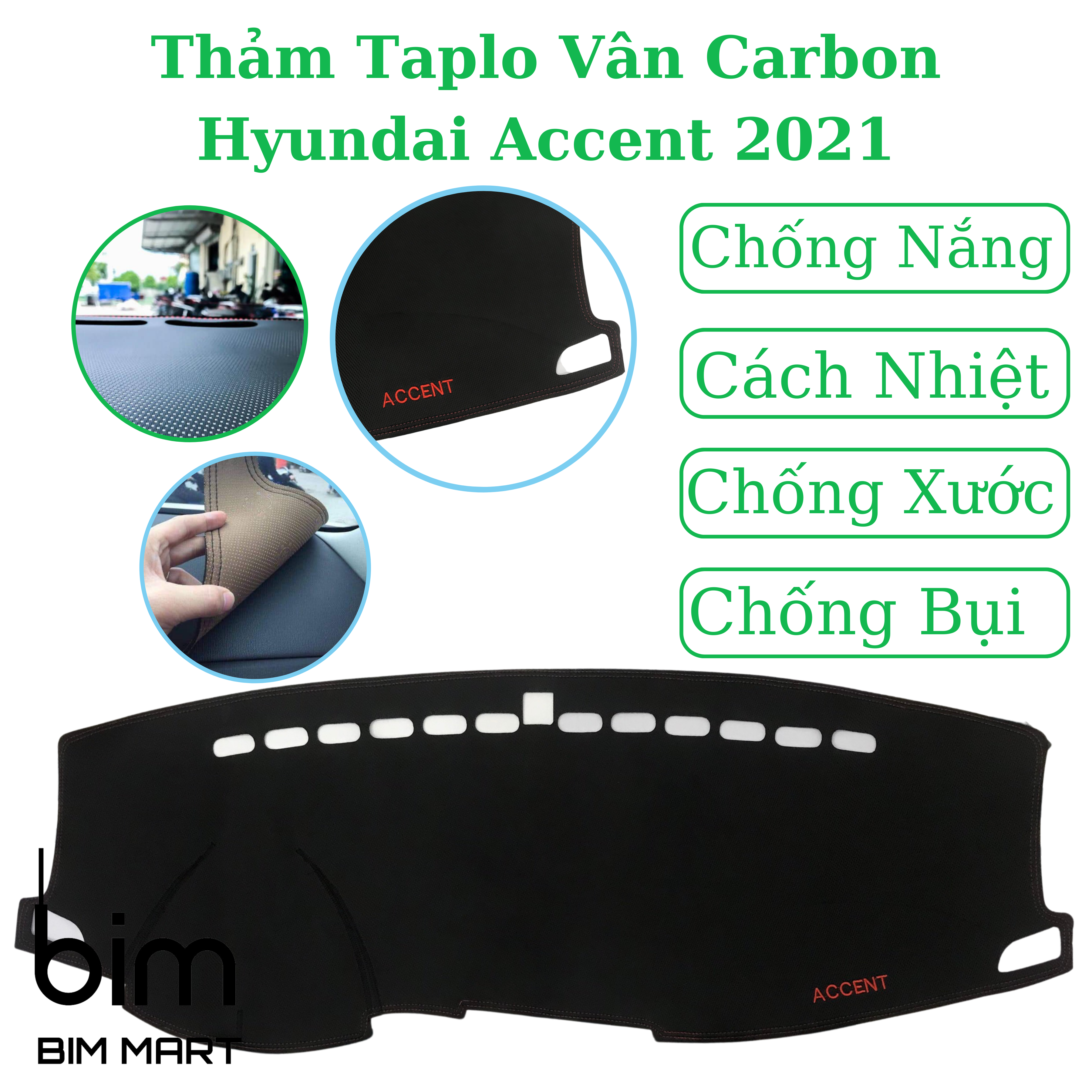 Thảm da Taplo Hyundai Accent 2021 vân Carbon cao cấp