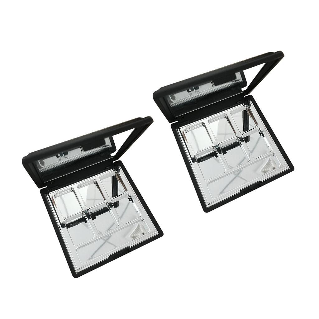 2x Empty Eyeshadow Case Makeup Blush DIY Cosmetic Container Palette + Mirror