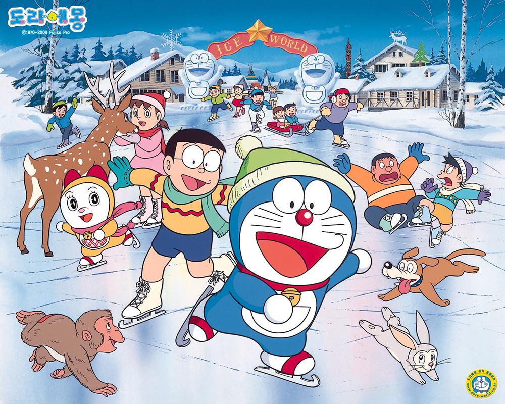 Poster A4 dán tường Anime, decal 21x30 trang trí có keo Doraemon Wallpapers (20).jpg