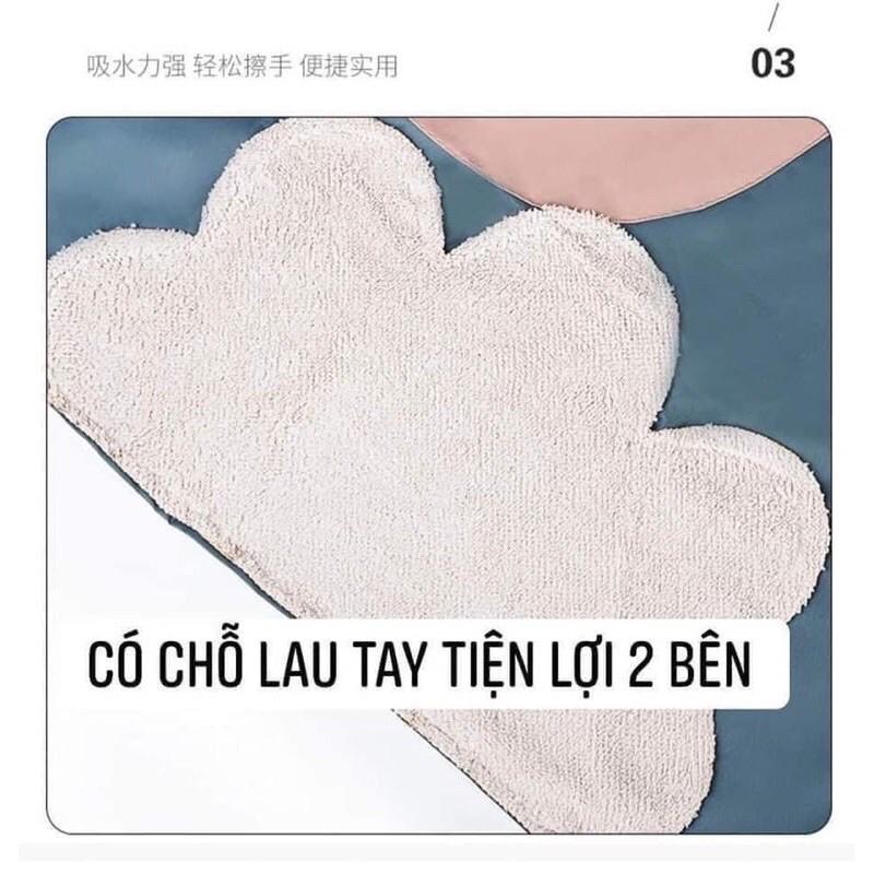 Tạp Dề️️Tạp Dề Chống Thấm Nước Có Lau Tay Họa Tiết Thỏ Xinh Xắn