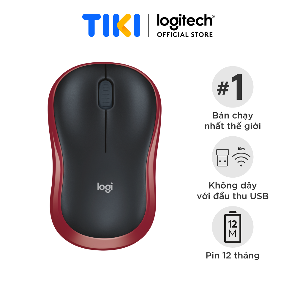 Chuột không dây Logitech M185 - Hàng chính hãng - Màu