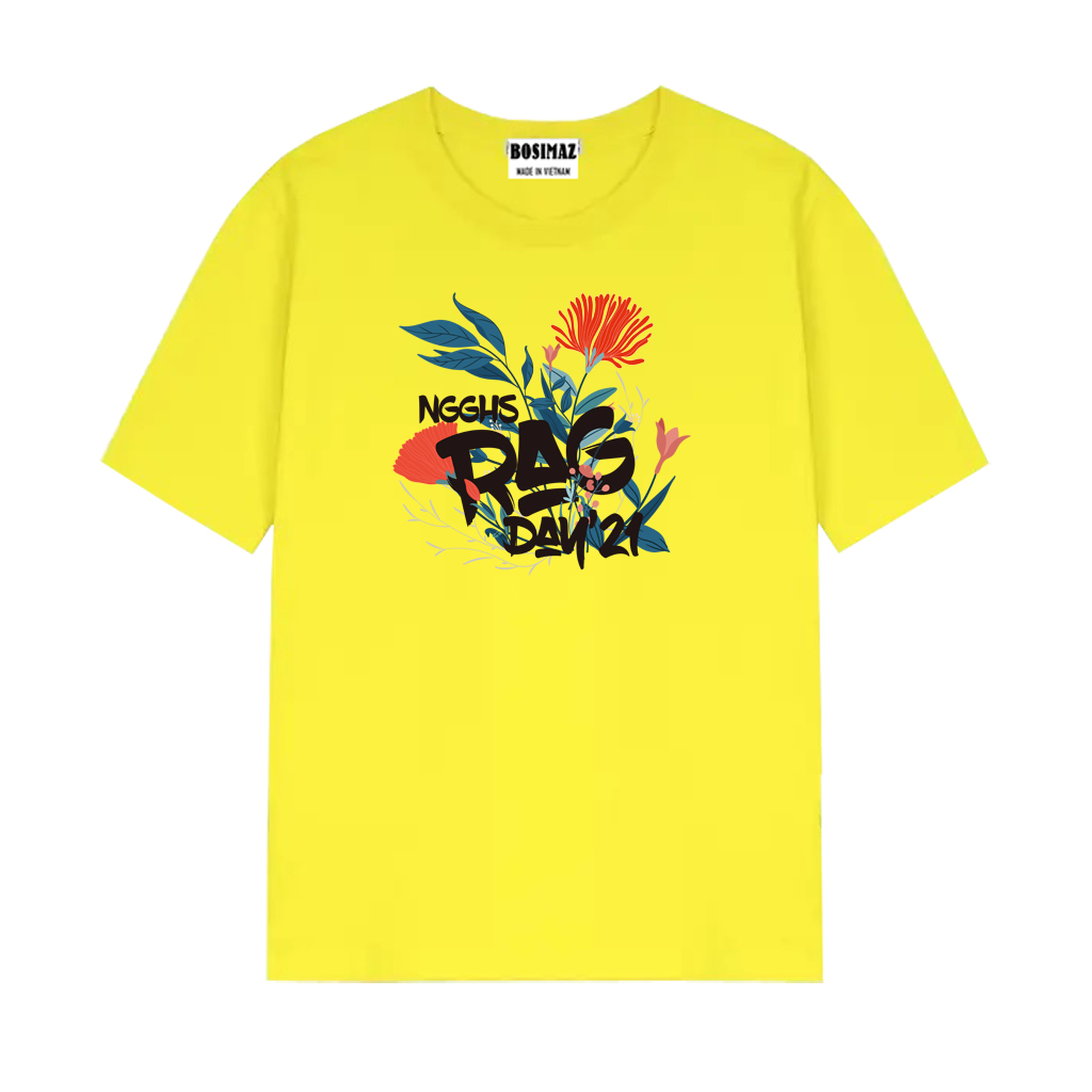 Áo thun Unisex Bosimaz TS014 cổ tròn tay lỡ phom rộng in hình hoa, thun contton 100%, vải đẹp dày, thoáng mát không xù lông.
