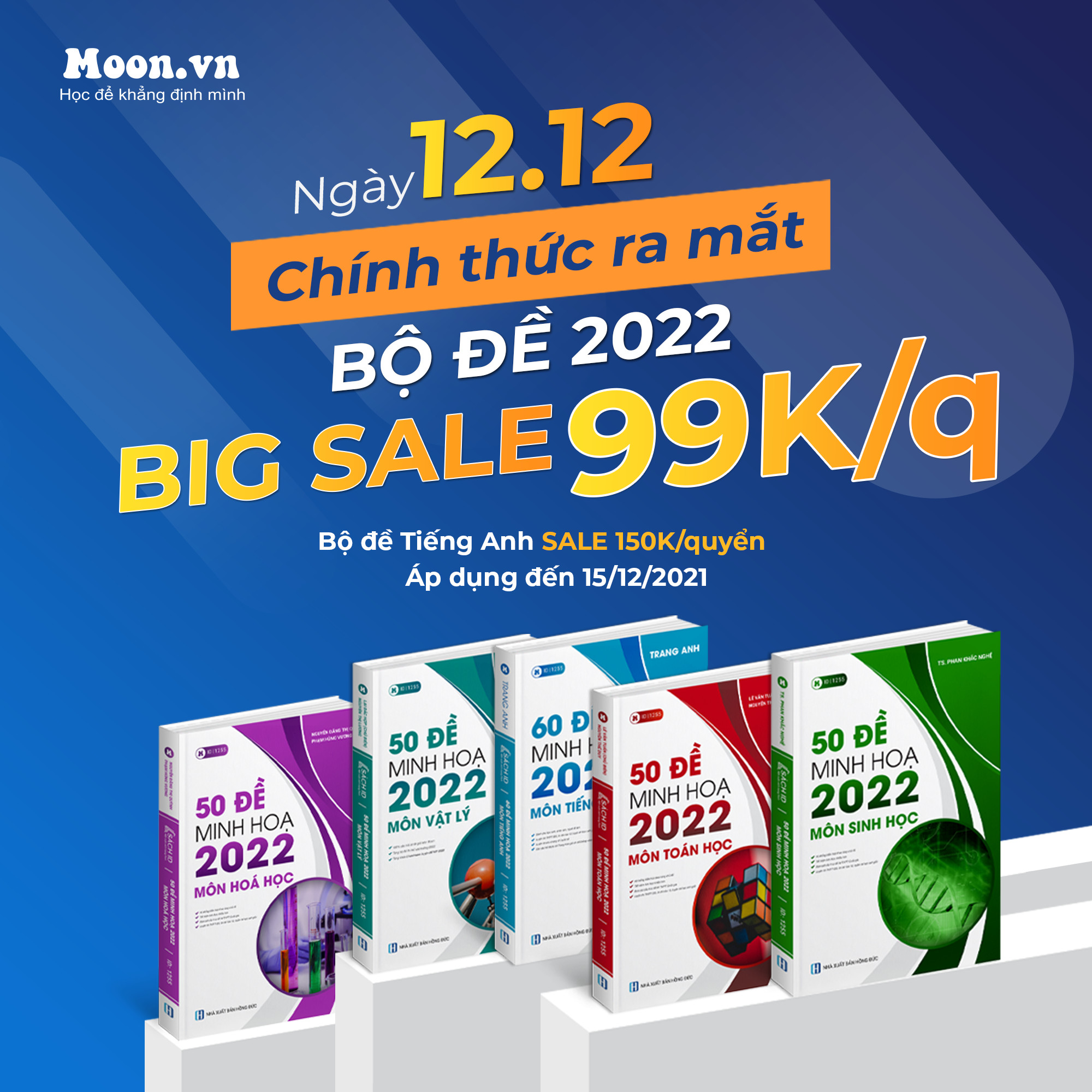 Combo Bộ Đề Ôn Thi Khối B - 50 Đề Minh Họa 2024: Môn Toán Học + Hóa Học + Sinh Học (Bộ 3 Cuốn) (MOON) - Tặng phiếu trắc nghiệm