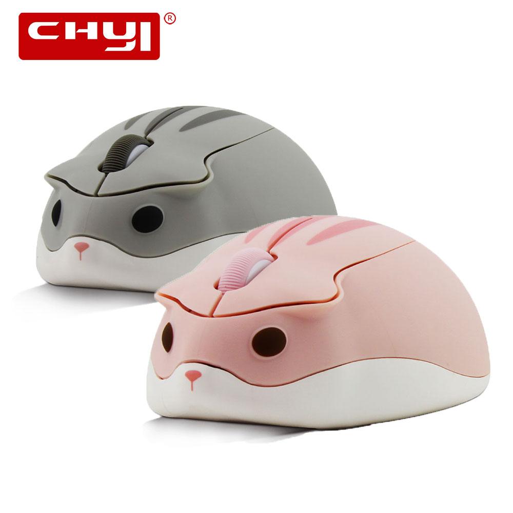 CHYI Hoạt Hình Dễ Thương Chuột Không Dây Chuột Quang Máy Tính Cổng Usb Mini Di Động Laptop Mause Hồng Hamster Thiết Kế Chuột Dành Cho Trẻ Em Macbook