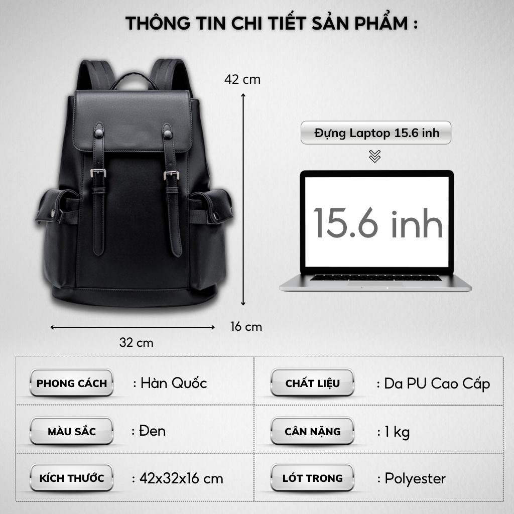 Balo da thời trang nam nữ da PU cao cấp chống thấm nước cặp đi học đi chơi ulzzang balo đựng laptop 15.6 inh -