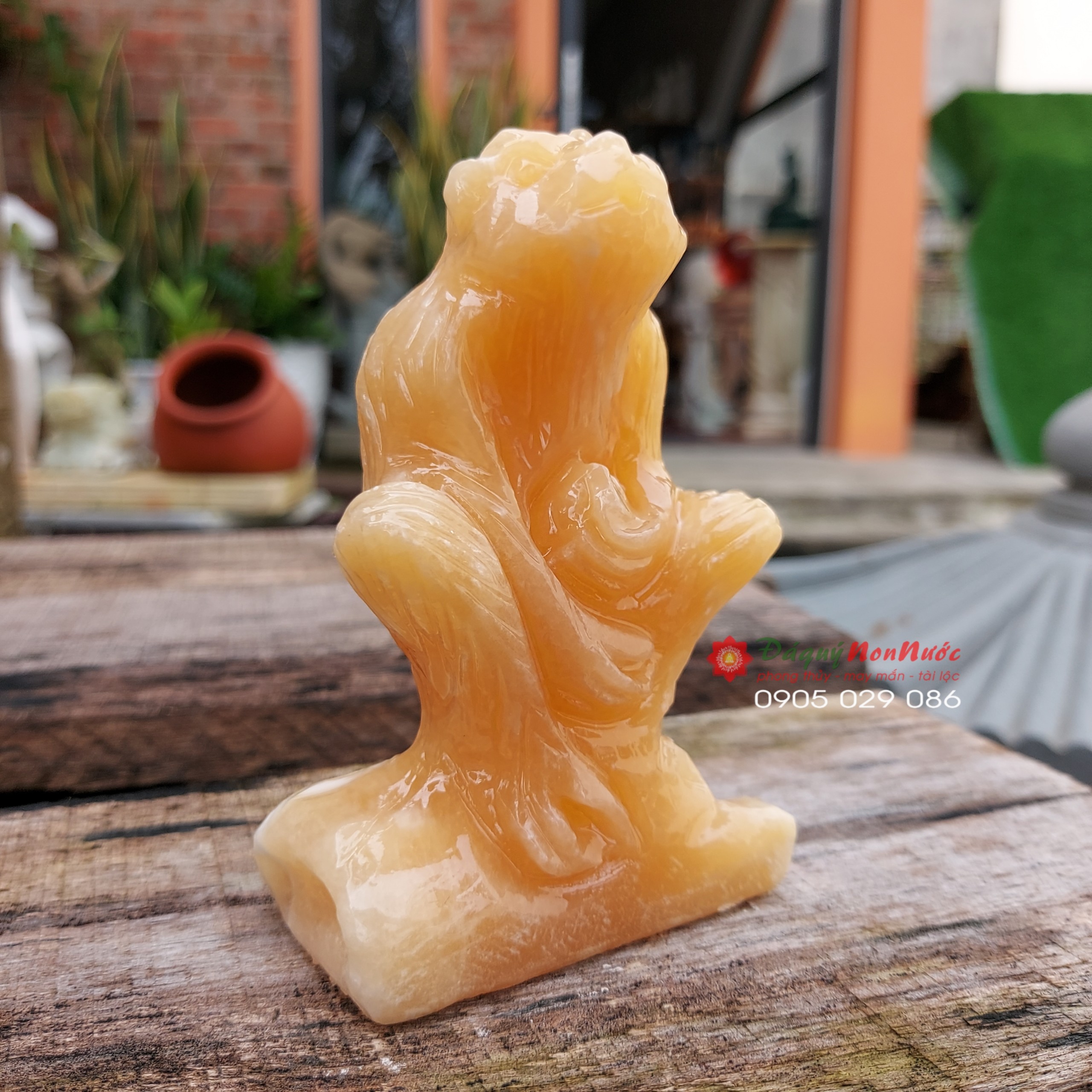 Tượng đá khỉ 12 con giáp phong thủy đá ngọc hoàng long 10cm đá Non Nước