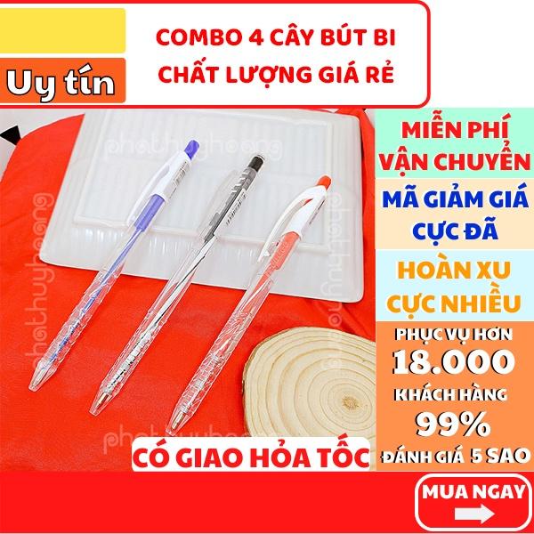 Combo 4 cây bút bi xanh / đỏ / đen ( chọn màu )