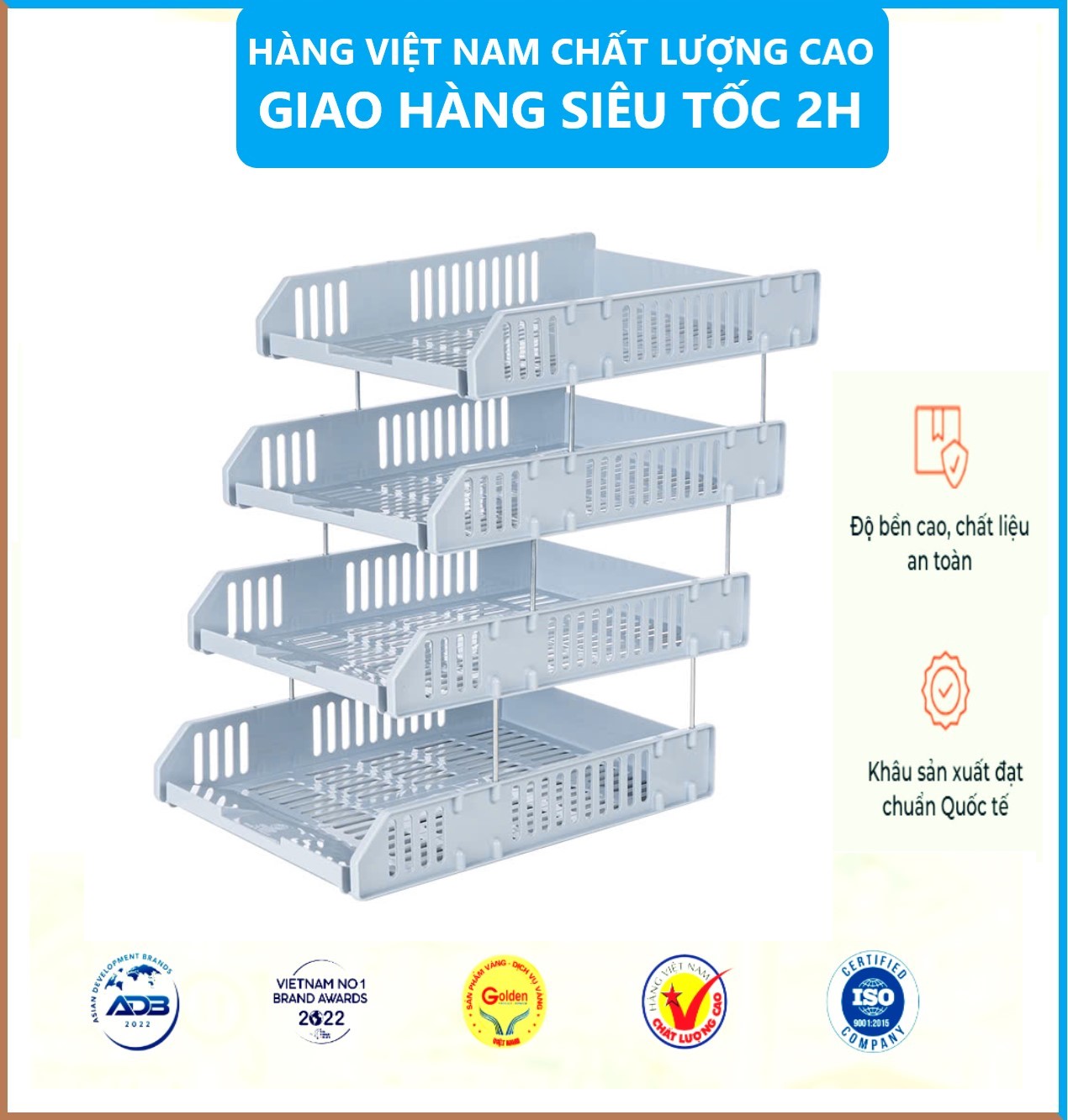 Khay Đựng Tài Liệu 4 Tầng 5683, Kệ Đựng Tài Liệu Văn Phòng Cao Cấp, Khay A4 nhiều ngăn tiện dụng - Hàng Việt Nam
