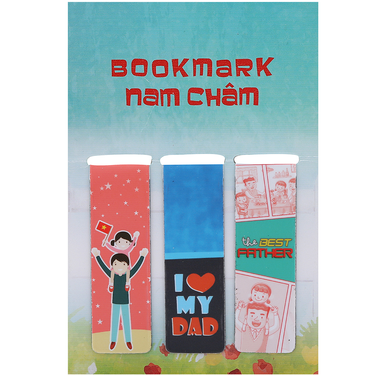 Combo Bookmark Nam Châm Bộ 3 Dad &amp; Mom (Tặng Kèm Postcard Bé Bỏng)