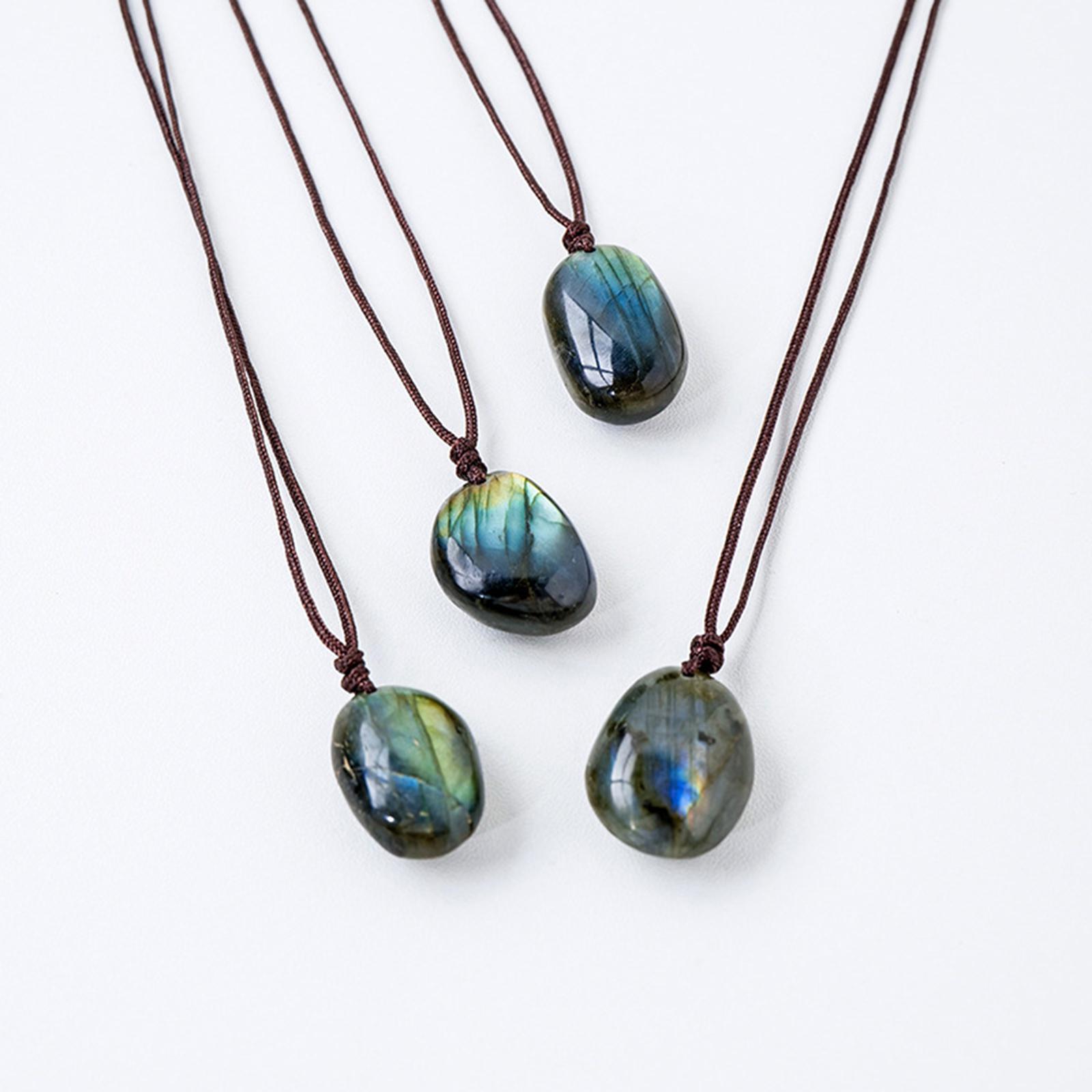 Labradorite Necklace Pendant Drop Retro Delicate Trendy Oval Pendant Necklace Charm Necklace for Birthday Gift Anniversary Girls  Boys