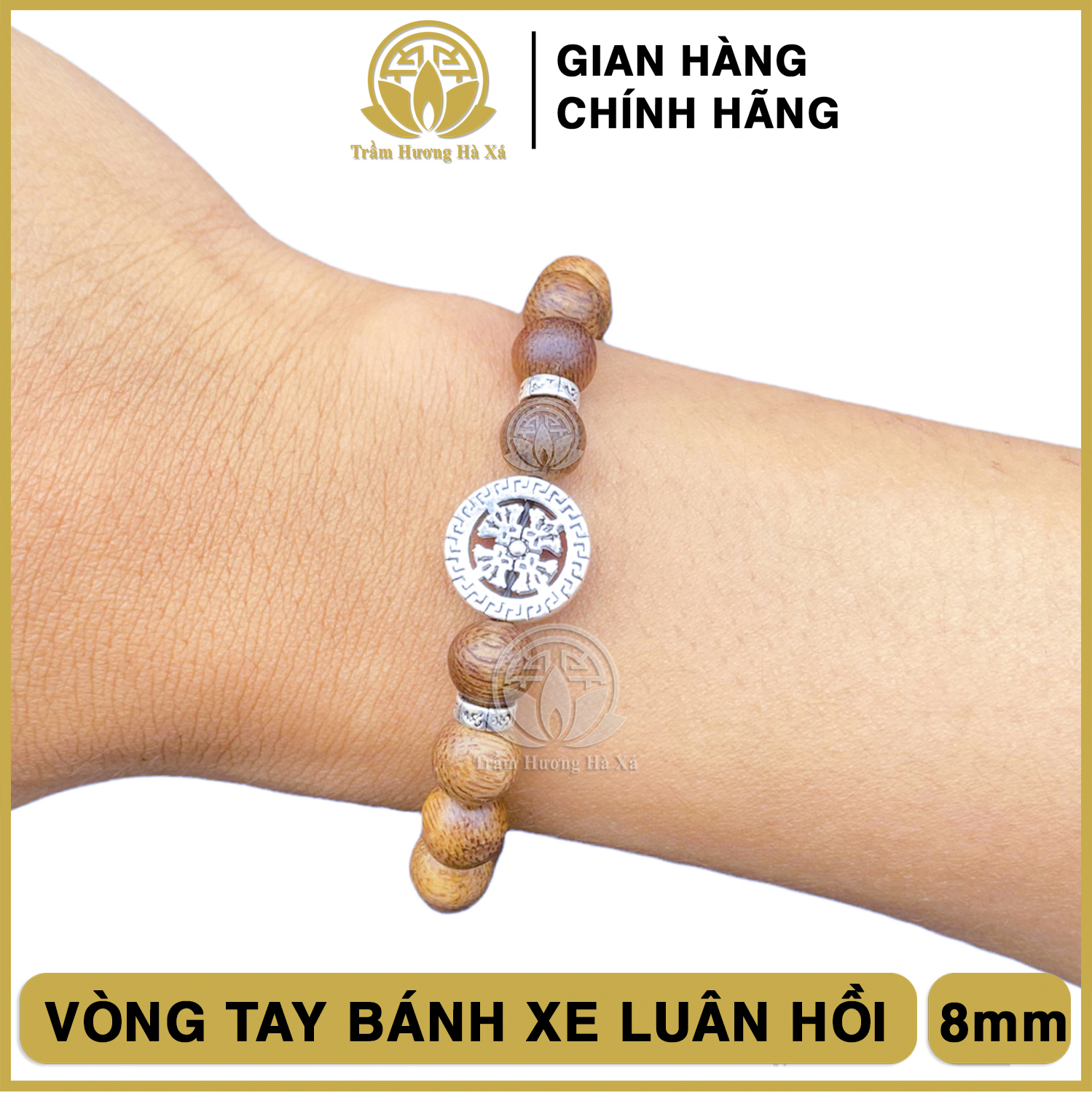 Vòng tay phong thủy bánh xe luân hồi trầm hương HÀ XÁ vòng đeo tay cặp đôi nam nữ may mắn tài lộc