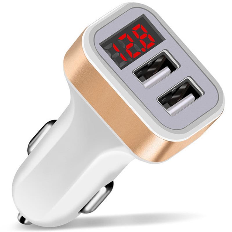 Bộ sạc xe hơi màn hình kỹ thuật số USB kép 2.4A thuận lợi nhất Bộ sạc điện thoại di động trên xe hơi với bộ sạc xe hơi 2 trong 1 USB kép kỹ thuật số