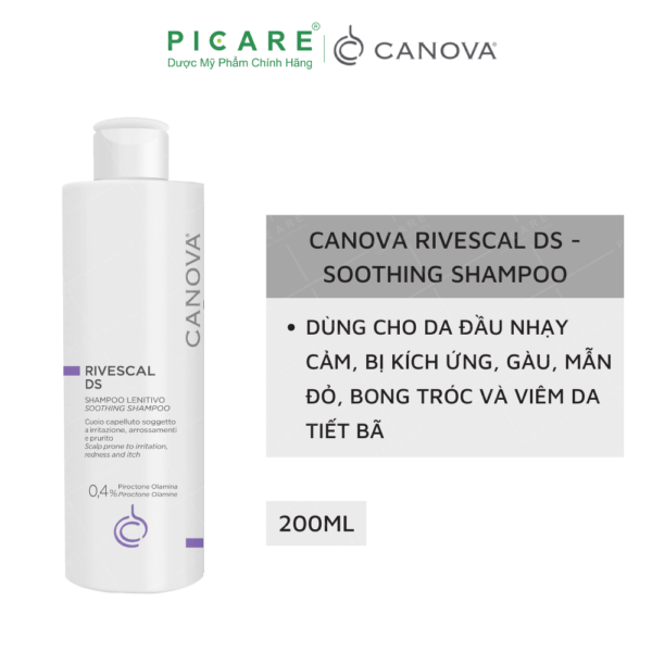 Dầu Gội Làm Dịu Da Ngừa Tiết Bã Nhờn Dành Cho Da Gàu Kích Ứng Canova Rivescal DS Soothing ShampooI 200ml