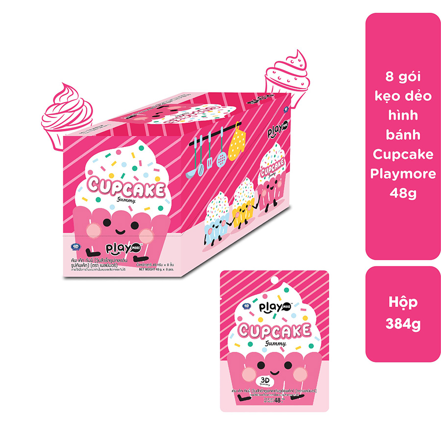 Hộp 8 Kẹo Dẻo Bánh Cupcake Playmore 48g