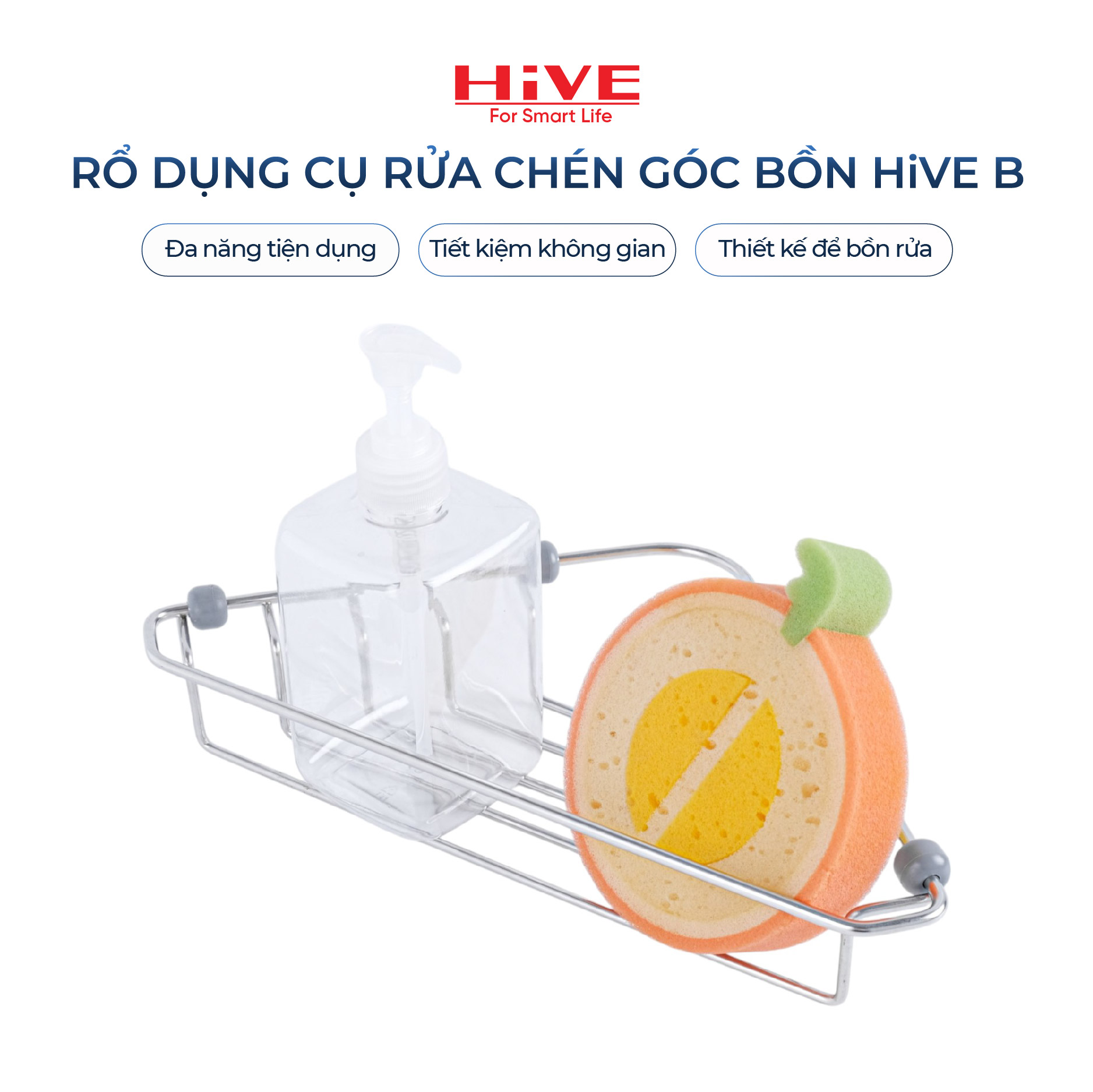 KỆ ĐỰNG DỤNG CỤ RỬA CHÉN GÓC BỒN RỬA HiVE B