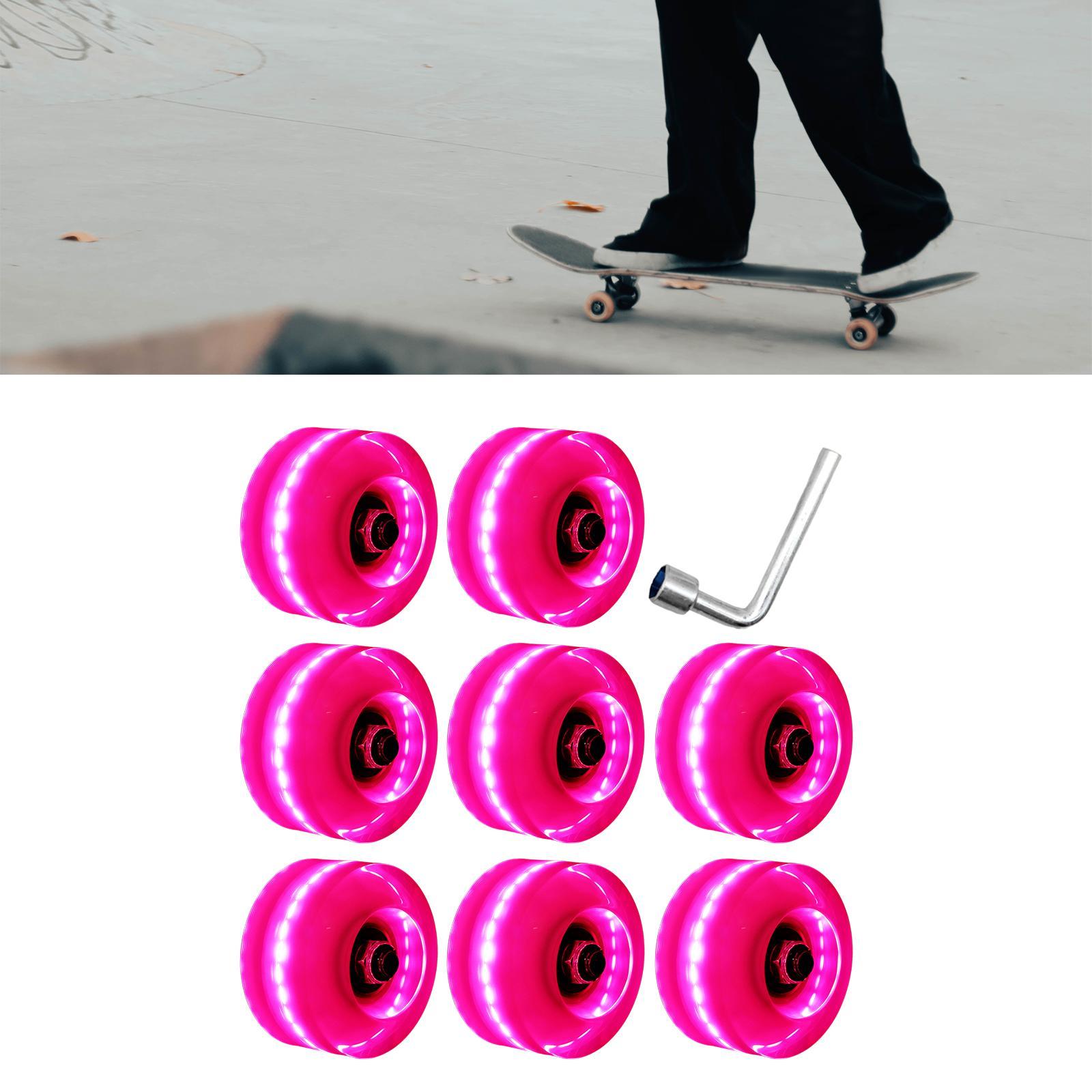 8Pcs Quad Roller Skate Wheels Durable 58mm x 32mm Luminous Skateboard Wheels