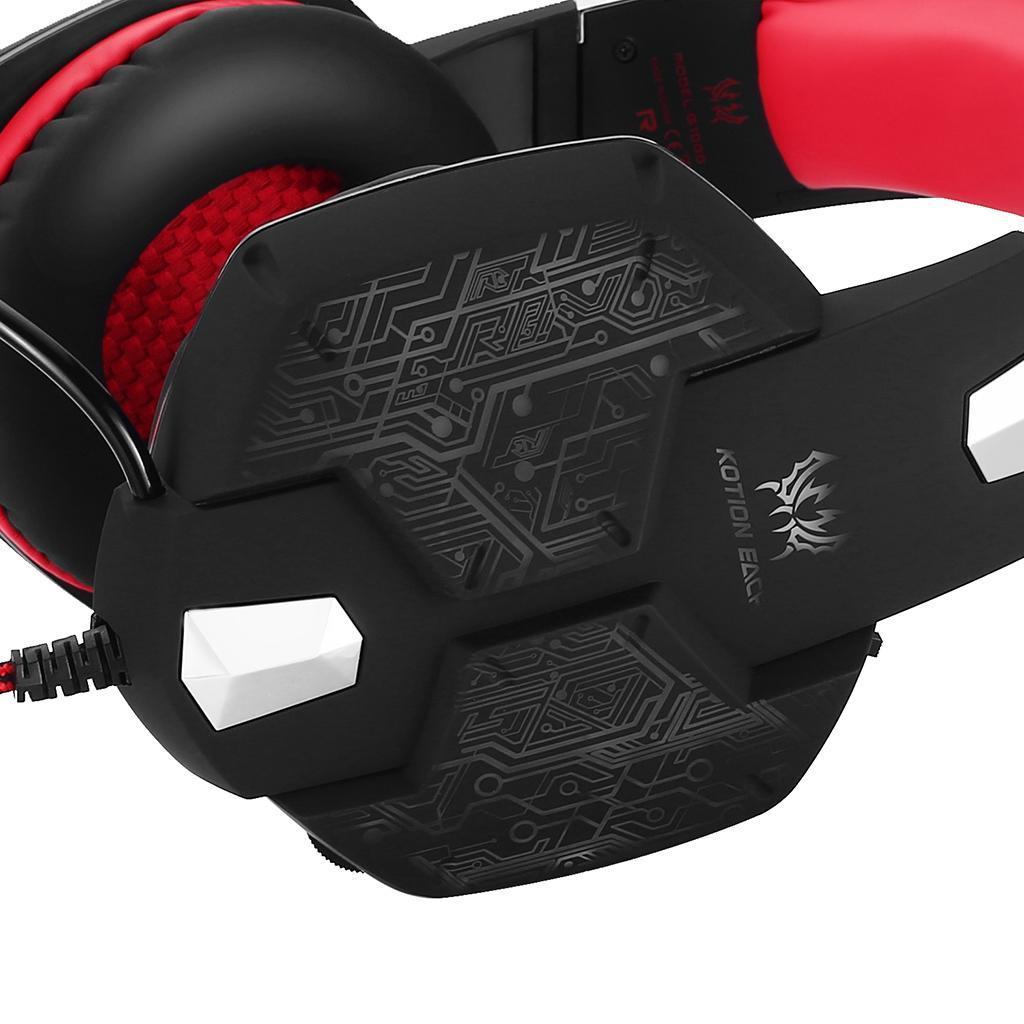 3.5mm PC Bass Stereo Headphones LED Light Gaming Headset Black and Red