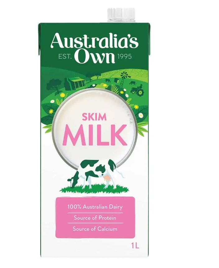 Thùng 12 Hộp Sữa Tươi Tách Béo Australia's Own Skim dành cho người ăn kiêng 1L x 12 - Skim Milk