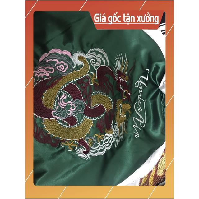 ảnh thật áo bomber thêu rồng xanh sẵn size M L