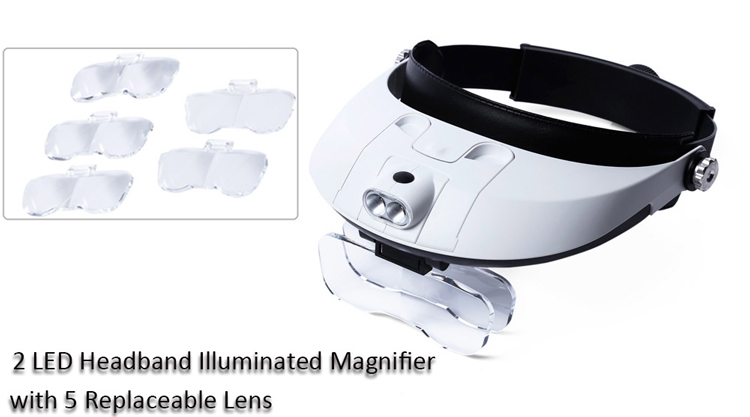 Kính Lúp Đeo Đầu Có Đèn Led V4