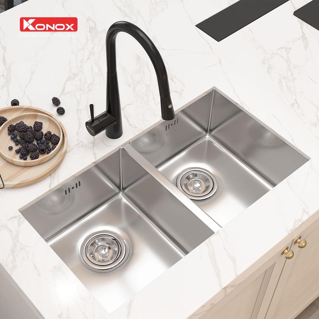 Chậu rửa bát inox 2 hố âm bàn KONOX Undermount Series Cube 7544DU