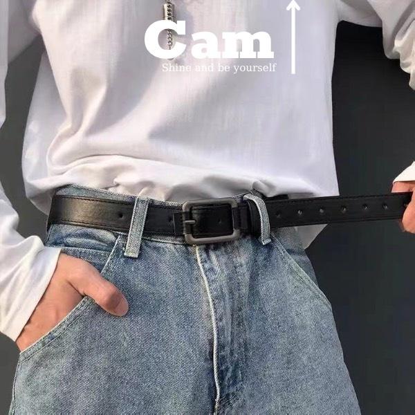 Thắt Lưng Nam Nữ DG - Dây Lưng Nam Nữ Unisex Mặt Kim Loại Da PU Hàn Quốc Mặt Vuông Màu Đen Đẹp - DG - Camcamvintage