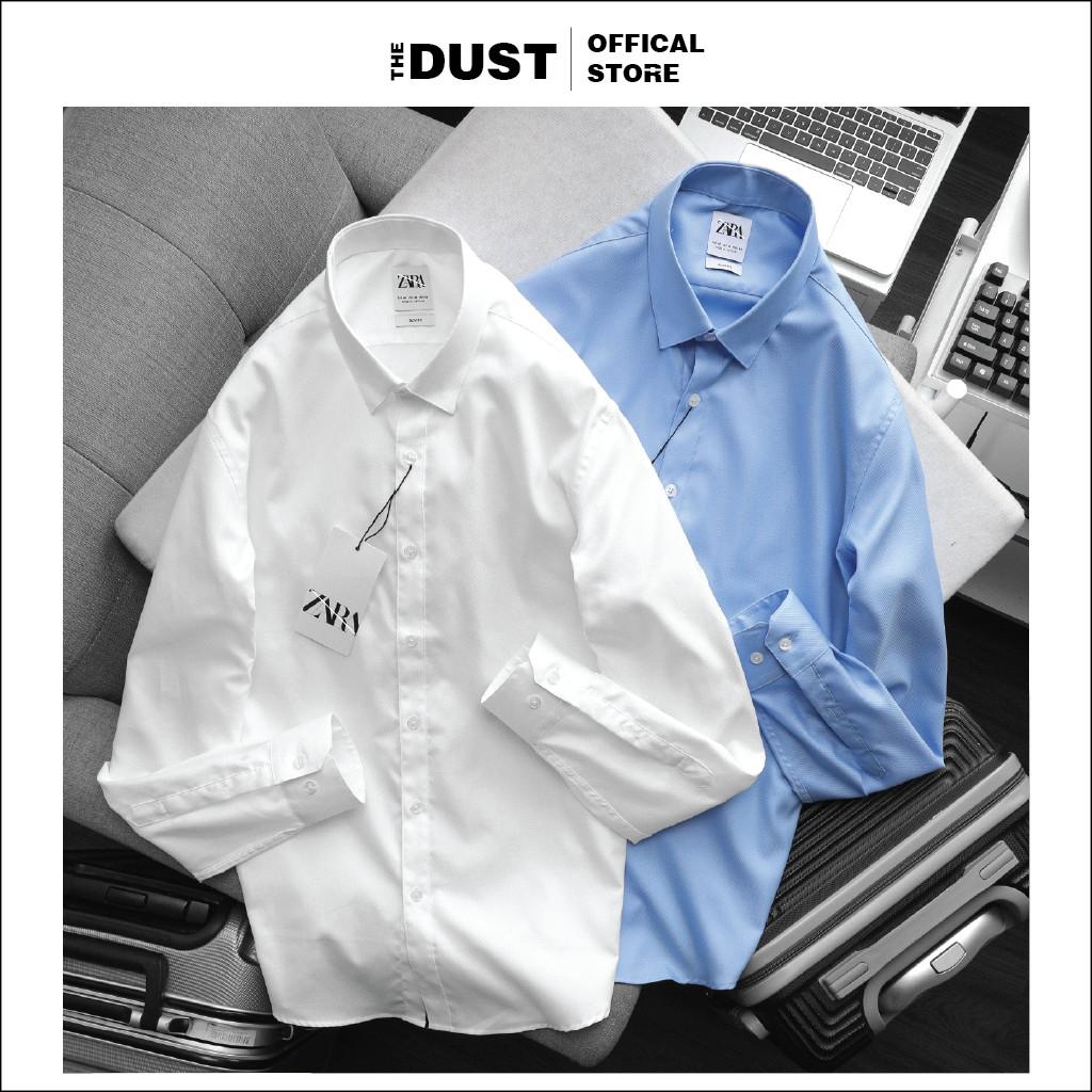 Áo sơ mi nam dài tay trơn cổ bẻ basic chuẩn form slim fit, chất liệu vải hạt cao cấp, trẻ trung lịch lãm - THE DUST