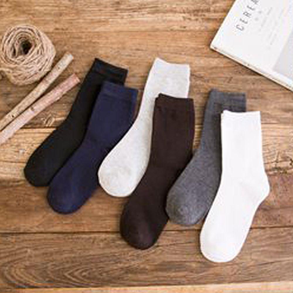 ☆YOLA☆ 1Pair Simple 80% Wool Solid Color Cotton Men's Socks Sport Fashion Male Casual Warm Middle Calf/Multicolor