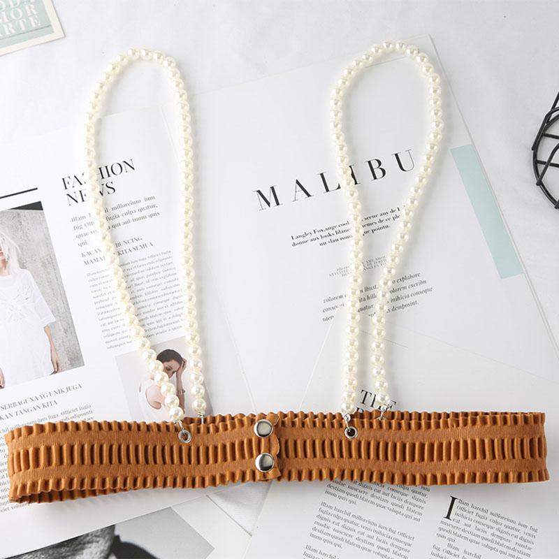 Thời Trang Giả Ngọc Trai Dây Chéo Nữ Dây Đeo Bông Tai Kẹp Dây Đai Eo Toàn Thân Suspender Đầm Ôm Mối Ràng Buộc Dây Thắt Lưng Bụng