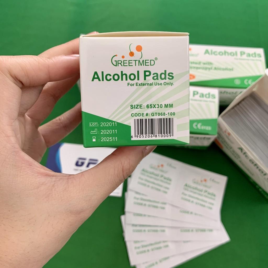 GẠC TẨM CỒN 70 ĐỘ BÔNG CỒN SÁT KHUẨN NHANH ALCOHOL PADS (HỘP 100 MIẾNG)