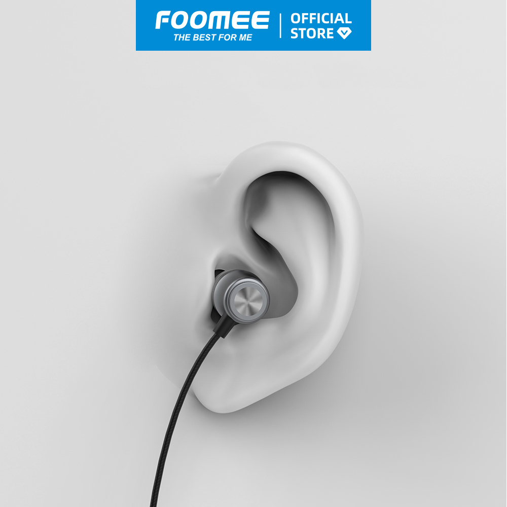 Tai nghe có dây FOOMEE QA46 - Màu Thạch Anh - Âm Thanh HiFi Đầu Cắm 3.5mm - Hàng chính hãng