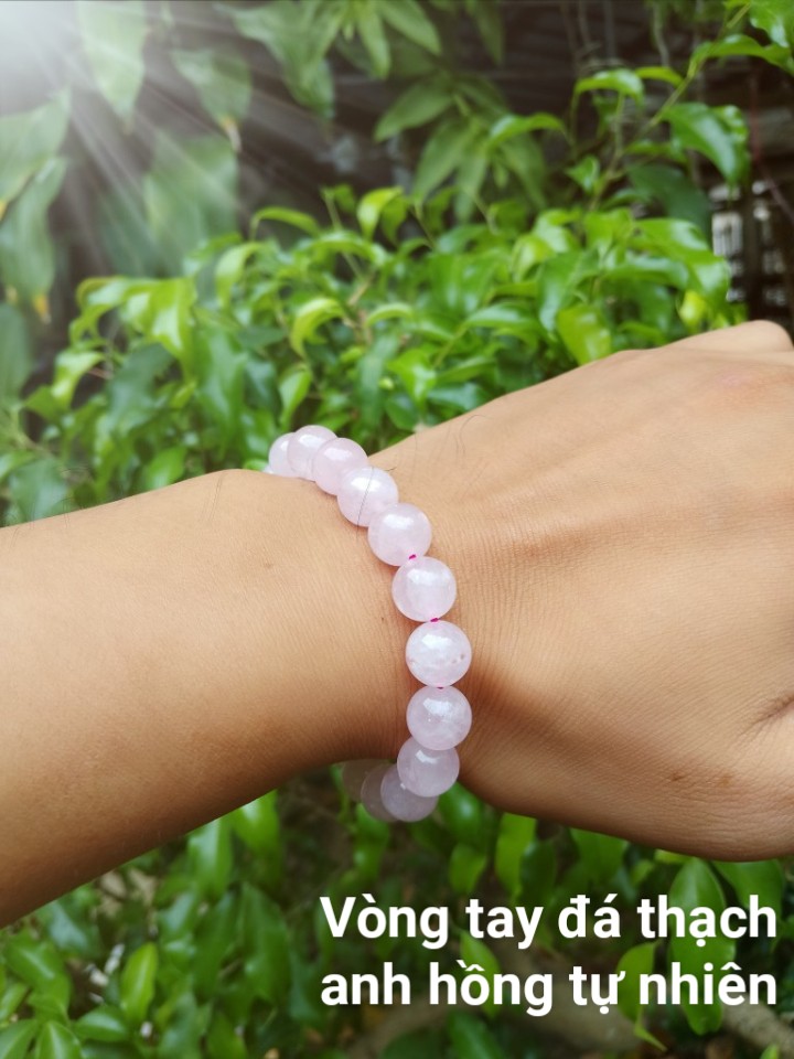 Vòng Tay Phong Thủy Đá Thach Anh Hồng Mệnh Hỏa , Thổ - Đá Phong Thủy